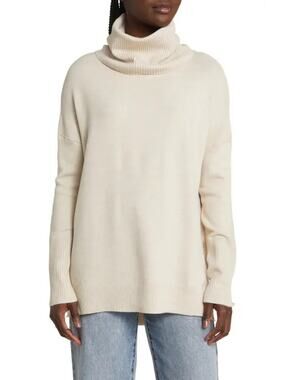 French Connection Babysoft Cowl Turtleneck Pullover Sweater Cream M